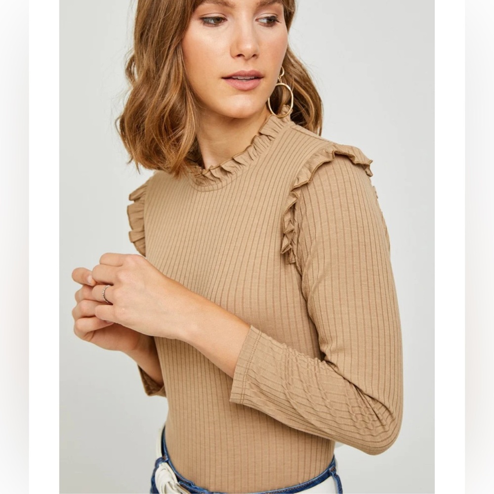 Ruffle mock neck top